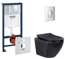 Набір інсталяціі 4в1 Grohe Rapid SL 38721001 з унітазом Qtap Robin чорний матовий (38721001QT1333046ERMB)