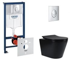 Набір інсталяціі 4в1 Grohe Rapid SL 38721001 з унітазом Qtap Scorpio чорний матовий (38721001QT1433053ERMB)