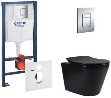 Набір інсталяціі 4в1 Grohe Rapid SL 38772001з унітазом Qtap Scorpio чорний матовий (38772001QT1433053ERMB)