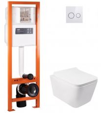 Набір інсталяції Qtap Nest Uni QT0233M370 з унітазом Crow QT05335170W та клавішею змиву (QT044CR42564)