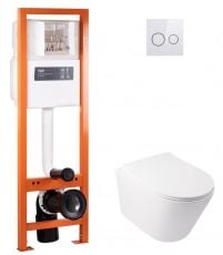 Набір інсталяції Qtap Nest Uni QT0233M370 з унітазом Swan QT16335178W та клавішею змиву (QT044SW42566)