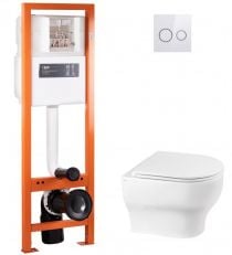 Набір інсталяції Qtap Nest Uni QT0233M370 з унітазом Aries QT0333063ERW та клавішею змиву (QT044AR42574)