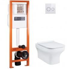 Набір інсталяції Qtap Nest Uni QT0233M370 з унітазом Cardinal QT0433C660HW та клавішею змиву (QT044CA42575)