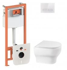 Набір інсталяції Qtap Nest QT0133M425 з унітазом Aries QT0333063ERW та клавішею змиву (QT044AR42611)