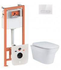 Набір інсталяції Qtap Nest QT0133M425 з унітазом Gemini QT25332614EW та клавішею змиву (QT044PR42614)