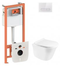 Набір інсталяції Qtap Nest QT0133M425 з унітазом Virgo QT1833051ERW та клавішею змиву (QT044VI42609)
