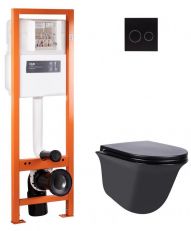 Набір інсталяції Qtap Nest UNI QT0233M370 з унітазом Virgo QT1833051ERMB та клавішею змиву (QT1833051ERMB0233M370P01V1178MB)