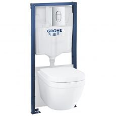 Інсталяція з унітазом Grohe Rapid SL Euro Ceramic  Triple Vortex 5 в 1 з хромованою клавішею (36501000)