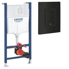 Система інсталяції для унітазу Grohe QuickFix Solido з клавішею змиву Grohe QuickFix Even чорна (38971000+389662430)