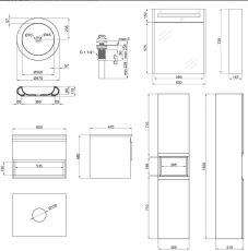 Комплект тумба с раковиной Qtap Robin 60 см, зеркальным шкафом и пеналом (QT044RO42978) — фото 2