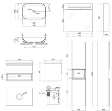 Комплект тумба с раковиной Qtap Robin 70 см, зеркальным шкафом и пеналом (QT044RO42985) — фото 2