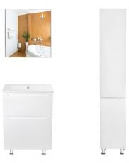 Комплект тумба з раковиною Qtap Scorpio 60 см, дзеркальною шафою та пеналом (QT044SK42987)