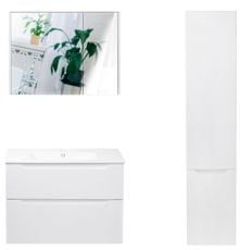 Комплект тумба з раковиною Qtap Scorpio 80 см, дзеркальною шафою та пеналом (QT044SK42991)