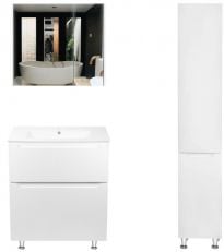 Комплект тумба з раковиною Qtap Scorpio 70 см, дзеркальною шафою та пеналом (QT044SK43629)