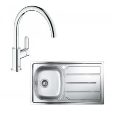 Кухонна мийка з нержавіючої сталі зі змішувачем Grohe Bau полірована (31562SD0)