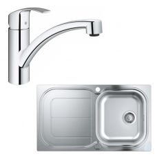 Кухонна мийка з нержавіючої сталі зі змішувачем Grohe Eurosmart матова (31565SD0)