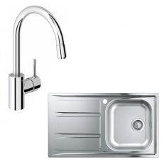 Кухонна мийка з нержавіючої сталі зі змішувачем Grohe Concetto матова (31570SD0)