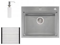 Набор 3 в 1 Qtap кухонная мойка DH6050 Satin сушилка та дозатор (QTDH6050SET3012)