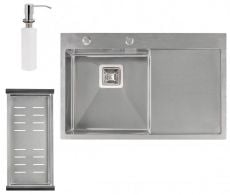 Набор 3 в 1 Qtap кухонная мойка DK7850L Satin сушилка та дозатор (QTDK7850LSET3012)