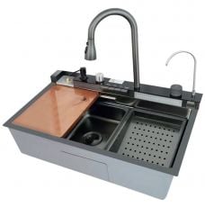 Кухонна мийка з вбудованим змішувачем Mixxus MH7546-SET-06 DECOR NANO-BLACK (MX9576)
