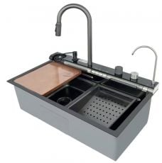 Кухонна мийка з вбудованим змішувачем Mixxus MH7546-SET-07 DECOR NANO-BLACK (MX9578)