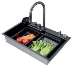Кухонна мийка з вбудованим змішувачем Zerix ZH7546-SET-01 NANO-BLACK (ZM5575)