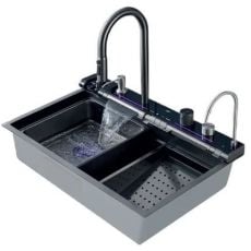 Кухонна мийка з вбудованим змішувачем Zerix ZH7546-SET-04 DECOR NANO-BLACK (ZM5578)