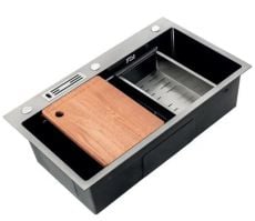 Кухонна мийка з нержавіючої сталі Mixxus Premium MH7545-SET-05 NANO-BLACK (MX9632)