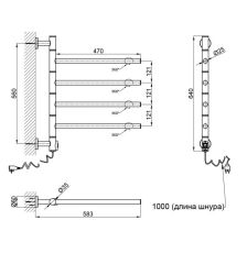 Сушарка для рушників електрична Qtap Glide 11108R CRM (QTGLICRM11108R) — фото 6
