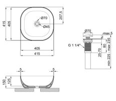 Раковина з донним клапаном Qtap Kolibri 41 см чорна матова (QT10112144MBMB) — фото 6