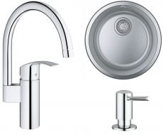 Комплект кухонної мийки Grohe k200 31720SD0 із змішувачем Grohe Eurosmart 33202002 та дозатором (31720LA0)