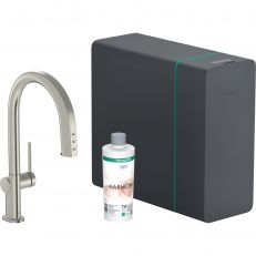 Смеситель для кухни с фильтром Hansgrohe Aqittura M91 SodaSystem 210 нержавеющая сталь (76836800)