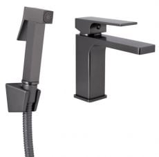 Змішувач для раковини з гігієнічним душем Qtap Gemini Gunmetal Black PVD (QTGEM272GMB45692)