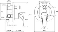 Смеситель для ванны скрытого монтажа Ravak Rosa RS 061.00 (X070014) — фото 3