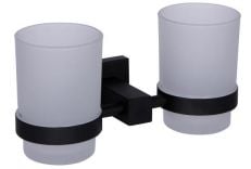 Стакан подвійний для зубних щіток Qtap Sklenka 6201103B чорний матовий (QTST6201103B)
