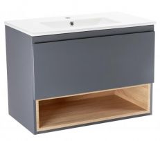 Тумба підвісна з раковиною Qtap Robin 80 см сіра (QT1372TPВ8002GWO)