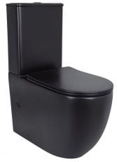 Унітаз-компакт Qtap Robin Rimless Ultra Quiet з сидінням Soft-close чорний матовий (QT13226083AMB)