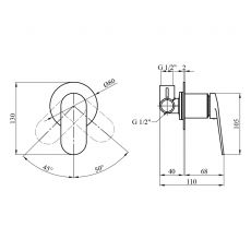 Смеситель для душа скрытого монтажа Kroner Element 211433-3801 черный матовый (CV035974) — фото 4