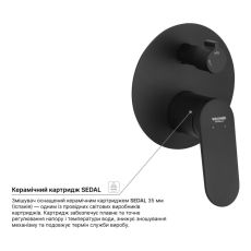 Смеситель для душа скрытого монтажа Kroner Element 211337-3801 черный матовый (CV035971) — фото 5